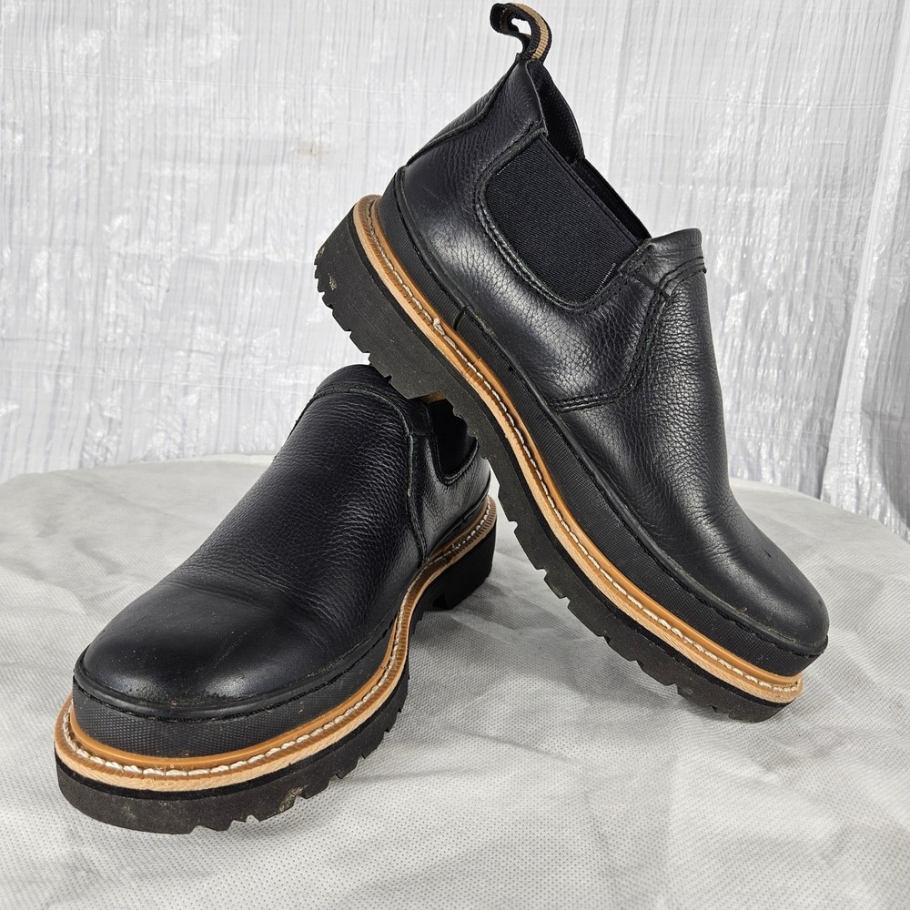 Chinook Workhorse Romeo Mens 8 Wide Slip-On Boots Black Leather Ultra Grip Shoes